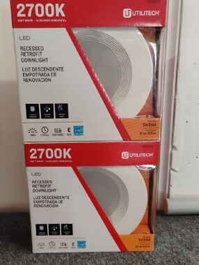 Utilitech 2700K LED Recessed Retrofit Downlight - White. Set Of 3 NIB
